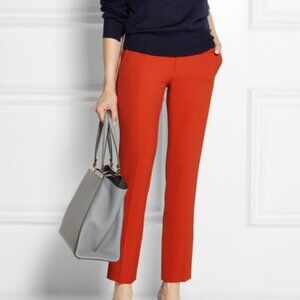 Roland Mouret Red Lacerta Cropped Stretch Crepe Straight Leg Pants, US 2